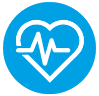 Produkt-Symbol der AIC Group – Marketing AutomationGrafik der AIC Group - Leistungen - Kampagnenmanagement - blauer Kreis mit Herzschlag