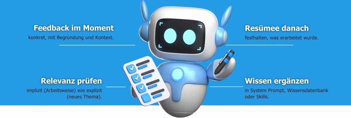 Alle reden über die Nutzung von KI - ein Roboter mit einer Checkliste