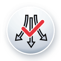 Icon Person 3 Pfeile nach unten und Häkchen – Flexibilität