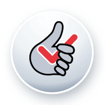 Icon Hand mit Häkchen – Mitarbeiterakzeptanz