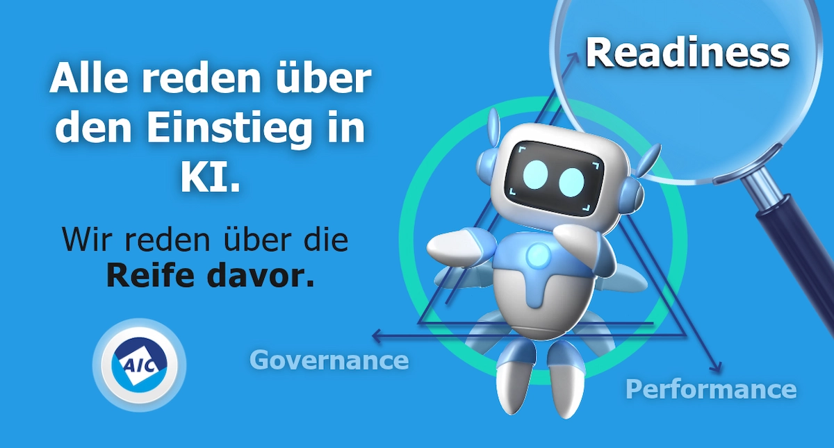 KI-Agent im Dreieck aus Readiness, Governance und Performance, die Lupe liegt auf Readiness
